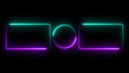End Screen Neon Frame Seamless Loop on Transparent Background.Alpha channel.