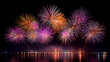 Spectacular Fireworks Display Over Pattaya Bay during Countdown Festival with Stunning Reflections and Vibrant New Year Celebration