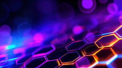 Wall Mural - abstract colorful hexagonal pattern with glowing edges creating a vibrant digital background