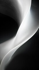 Wall Mural - Abstract video concept with flowing white waves on a dark background. Shot from a low angle, emphasizing fluidity and modern elegance. Live mobile wallpaper.