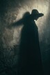 © Barra Fire - witch shadow against stone wall mysterious atmosphere