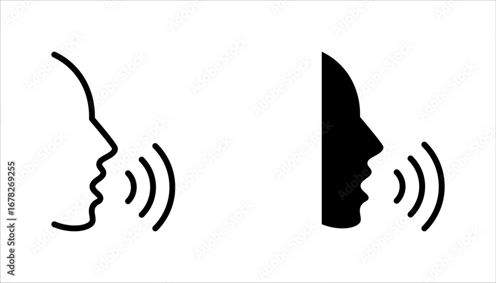 Vector Speaking Sign Speaking icon set. Talk person sign or symbol , man with open mouth and ...