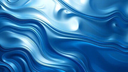 Abstract tech background with flowing liquid metal texture in blue and silver tones.
