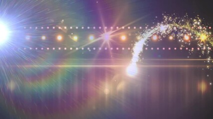 Wall Mural - animation of light spots and light trails on black background