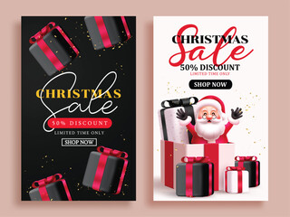 Wall Mural - christmas sale clipart poster set. christmas sale poster card template clip art collection 50% limit