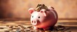© Lalita - A piggy bank overflowing with coins, debt-free concept, savings,  financial planning