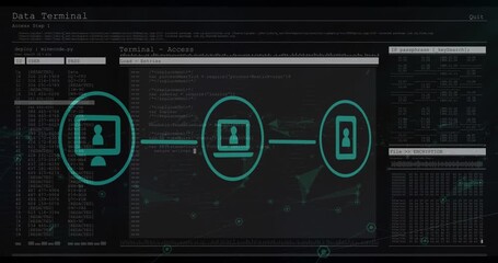 Wall Mural - animation of data processing and scanning on screen