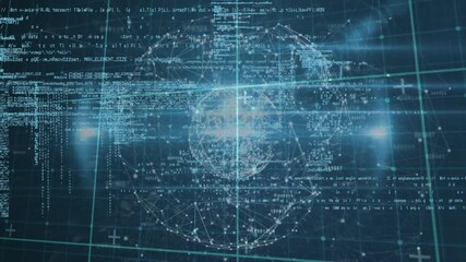 Wall Mural - animation of animation of data processing network in blue space