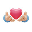 © Stocknetic Pro - 3d icon of a pair of hands holding a heart, isolated on transparent background, symbolizing love, support, and care in a digital world