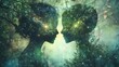 © nikomsolftwaer - Gemini twins encounter enchantment mystical forest digital art ethereal environment whimsical concept