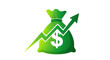© Sohail - Green Money Bag with Upward Growth Arrow and Dollar Sign Vector isolated