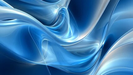 Abstract Blue Flowing Lines Digital Art Background.