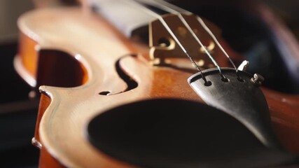 Wall Mural - Slide close-up shot reveal Antique 3 string violin fiddle details