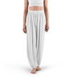 © olegphotor - Mockup of white wide pants for yoga, on a woman, front view, png