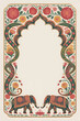 © GraphixTreasure - Ornate Indian Wedding Arch with Decorated Elephants. Festive Floral Frame for Grand Celebration.