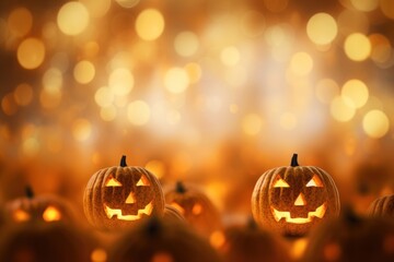 Wall Mural - blurred jack o lantern bokeh effect background backgrounds halloween candle.
