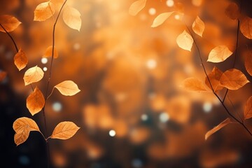Wall Mural - autumn leaf pattern bokeh effect background backgrounds plant illuminated.