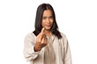 © Asier - Portrait of a young Filipino woman pointing with finger at you as if inviting come closer.