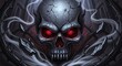© blackmark - Menacing cracked skull with glowing red eyes and dark thorny vines creating an ominous atmosphere