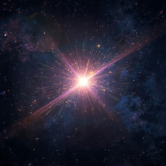 Wall Mural - The image features a star explosion with a fantasy shine, a glowing sparkle, and a background in the universe.