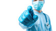 © Fitrah - Close-up of a person in medical attire pointing