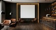 © Saya - Modern dark bar interior with large blank poster