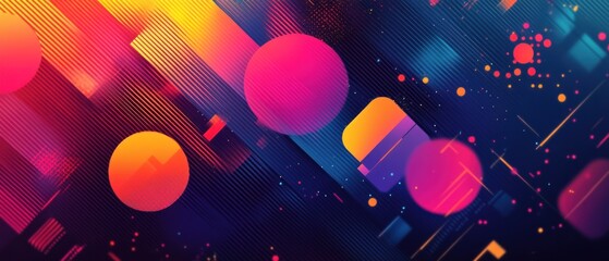 Wall Mural - Abstract Background with Diagonal Stripes and Circular Shapes