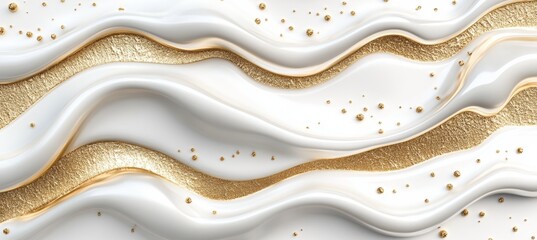 Canvas Print - abstract elegance waves of white and gold in a luxurious and refined design with opulent texture