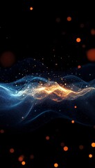 Wall Mural - dynamic abstract waves with bright orange and blue tones creating energy and motion in technology