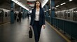 © Pluseight - Confident Businesswoman Walking on Subway Platform, Urban Commute