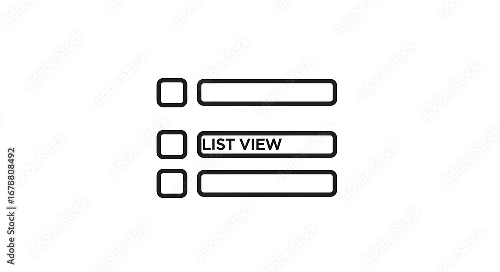 Three horizontal list items with checkboxes and the middle item labeled ...