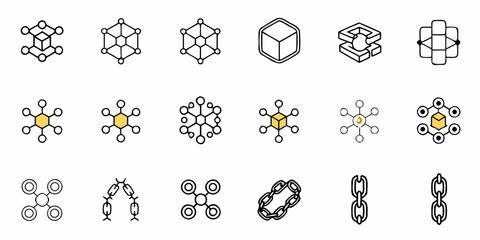 Dynamic network nodes and chain links symbolizing connection, data, and technology solutions for modern businesses.