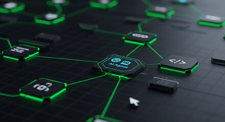 Modern ai algorithm artificial intelligence automation background with blockchain code coding concept