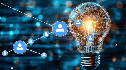 light bulb with social network