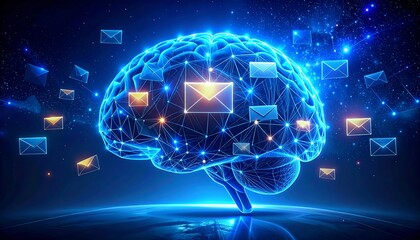 Digital brain with email messages