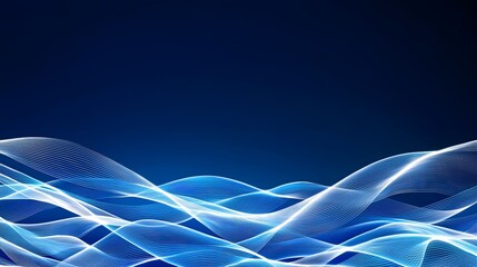 Wall Mural - the image displays abstract glowing line art in shades of blue, creating a visually appealing and mo