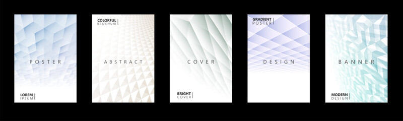 Wall Mural - Collection of abstract futuristic covers, templates, placards, brochures, banners, flyers, backgrounds. Modern creative 3d textured posters. Vector color polygonal geometric templates