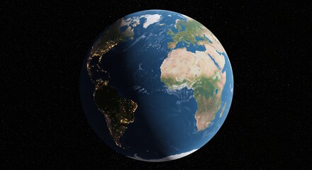 Detailed image of earth globe against black background