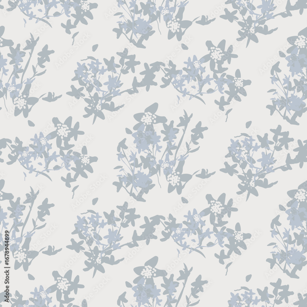Flower pattern cream blue background with meadow flowers. Farmhouse ...