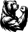 © Rian - Powerful bear flexing muscular arms in bold design, symbolizing strength and resilience in vector art