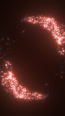 Wall Mural - glowing red particles swirl in a cosmic arc on a dark background, forming an abstract, radiant energ
