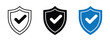 © Bar - Three shield icons with checkmarks representing security safety and approval isolated on transparent background