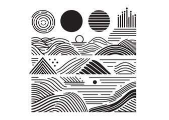 lines pattern logo silhouette vector, Abstract art geometric silhouette vector, Vector geometric seamless pattern simple shape, Simple logo pattern structure logo silhouette vector on white background