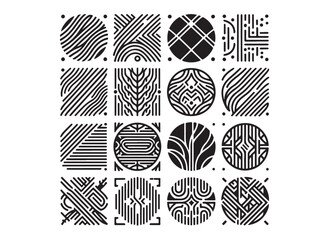 lines pattern logo silhouette vector, Abstract art geometric silhouette vector, Vector geometric seamless pattern simple shape, Simple logo pattern structure logo silhouette vector on white background