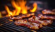 © Zue - Sizzling bacon cooking over hot flames on a grill