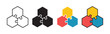 © Oman - Set of hexagon diagram icons with three puzzles. Business strategy plan mission and goals template concept