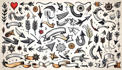 Collection of decorative arrows and banners