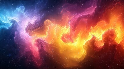 Wall Mural - vibrant cosmic nebula with swirling colors of orange pink, and blue, evoking asense of wonder and ex