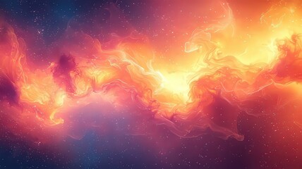 Wall Mural - vibrant cosmic nebula with swirling orange and purpl hues, evoking a sense of onder and exploration 