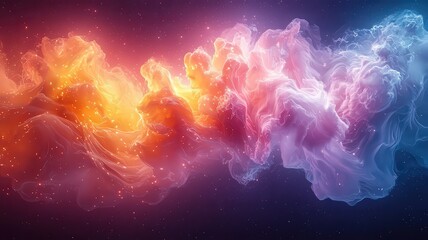 Wall Mural - vibrant abstract smoke swirl in orange, pink, and ble hues, creating a dynamicand ethereal visual pe